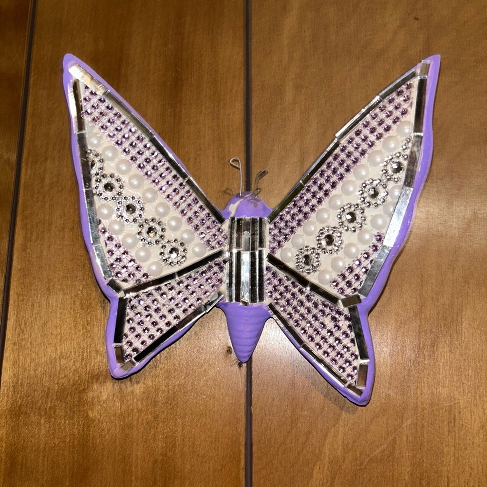 Cozumel Mexico  Purple and Silver Butterfly Wall Decor